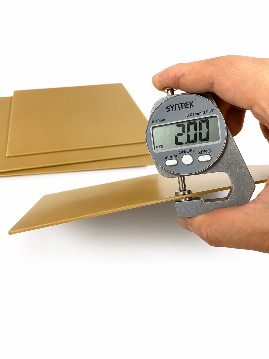 2.0 mm POM sheet thickness measured for embosser die production