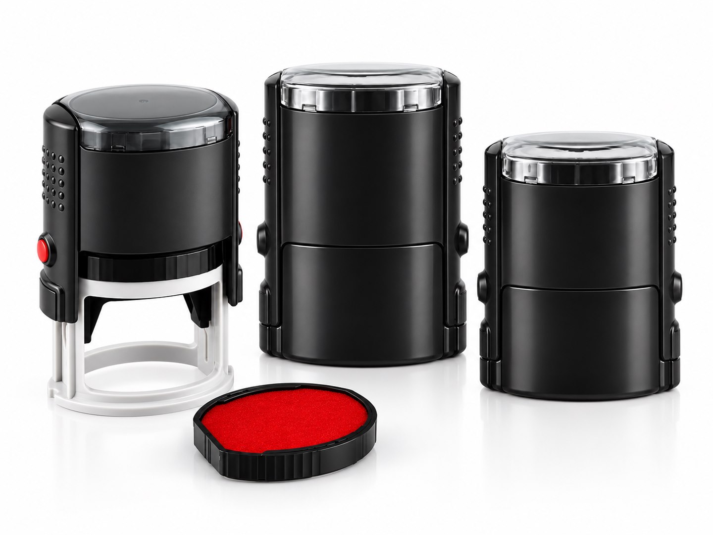Black self-inking stamp shells in different sizes